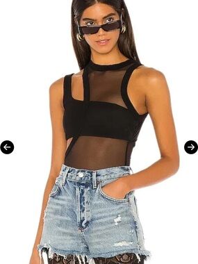 H:ours Sutra Black Bodysuit Mesh